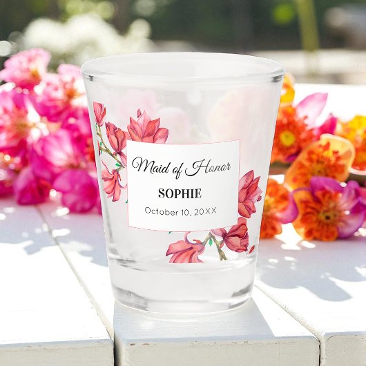 Bruidsmeisje Roze Witte Bruiloft Shot Glas