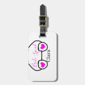 Bruidsmeisje roze zwarte duikbril hart  bagagelabel (Voorkant verticaal)