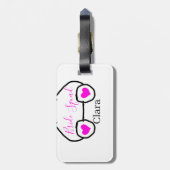 Bruidsmeisje roze zwarte duikbril hart  bagagelabel (Achterkant verticaal)