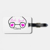 Bruidsmeisje roze zwarte duikbril hart  bagagelabel (Achterkant horizontaal)