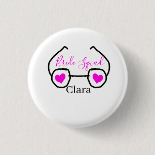 Bruidsmeisje roze zwarte duikbril hart bruidsdame ronde button 3,2 cm