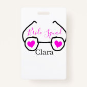 Bruidsmeisje roze zwarte duikbril hart bruidsmeisj badge (Achterkant)