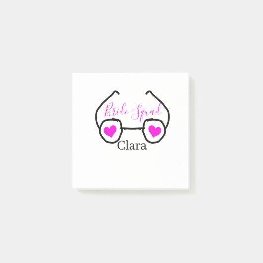 Bruidsmeisje roze zwarte duikbril hart bruidsmeisj post-it® notes (Voorkant)