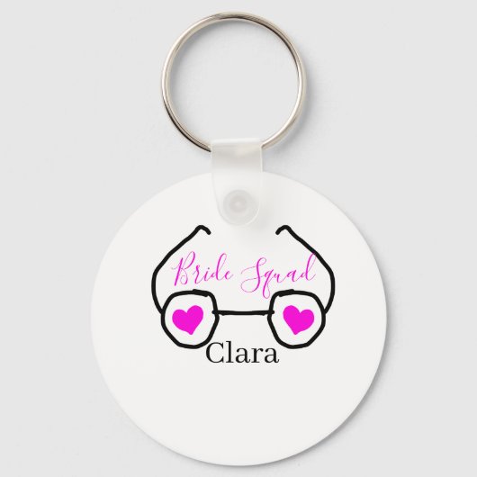 Bruidsmeisje roze zwarte duikbril hart bruidsmeisj sleutelhanger (Voorkant)