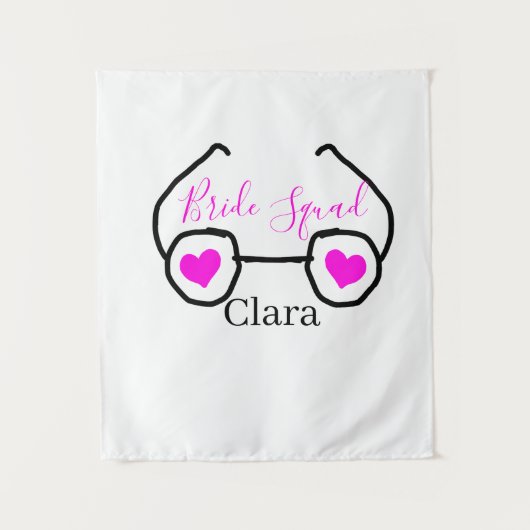 Bruidsmeisje roze zwarte duikbril hart bruidsmeisj wandkleed (Voorkant)