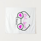 Bruidsmeisje roze zwarte duikbril hart bruidsmeisj wandkleed (Voorkant (horizontaal))