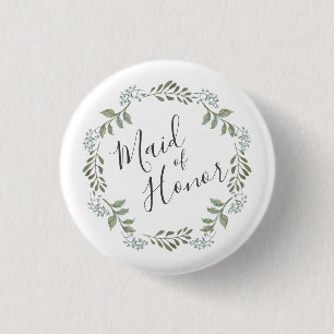 Bruidsmeisje Sage Greenery Krans Ronde Button 3,2 Cm