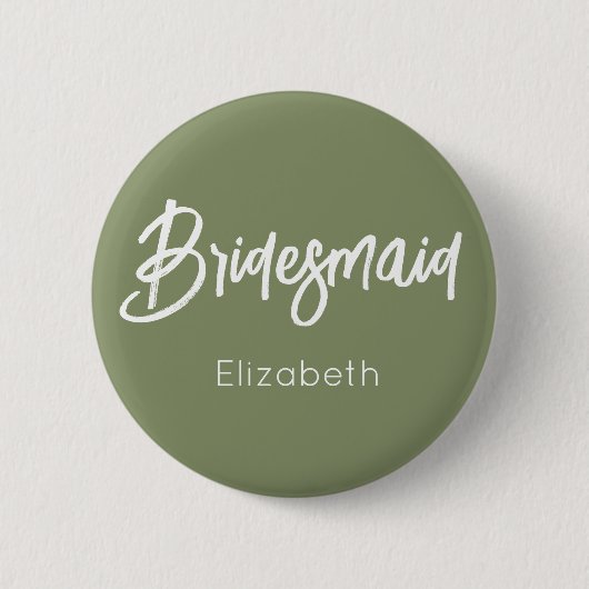 Bruidsmeisje Sage Groen Wit Bruiloft  Ronde Button 5,7 Cm (Voorkant)