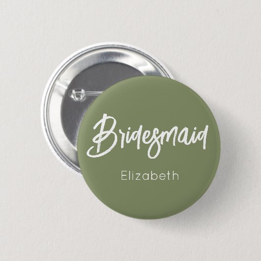Bruidsmeisje Sage Groen Wit Bruiloft  Ronde Button 5,7 Cm (Voorkant /achterkant)