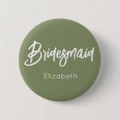 Bruidsmeisje Sage Groen Wit Huwelijk Ronde Button 5,7 Cm (Voorkant)