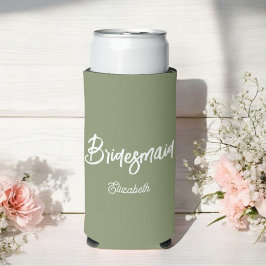 Bruidsmeisje Sage Groene Trouwdag Seltzer Blikjeskoeler