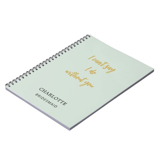 Bruidsmeisje salie groen citaat notitieboek (Linkerzijde)