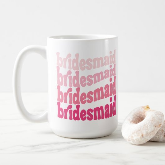 Bruidsmeisje schattig retro roze, gepersonaliseerd koffiemok (Met donut)
