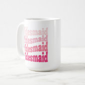 Bruidsmeisje schattig retro roze, gepersonaliseerd koffiemok (Voorkant links)