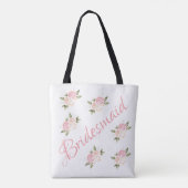 Bruidsmeisje Schattig Roze Bloemenschrift Tote Bag (Achterkant)