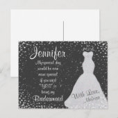 Bruidsmeisje schoolbord Confetti Uitnodiging Briefkaart (Voorkant / Achterkant)