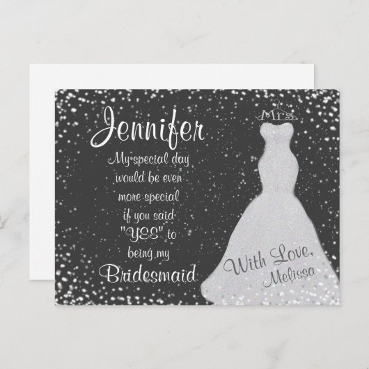 Bruidsmeisje schoolbord Confetti Uitnodiging Briefkaart (Voorkant / Achterkant)