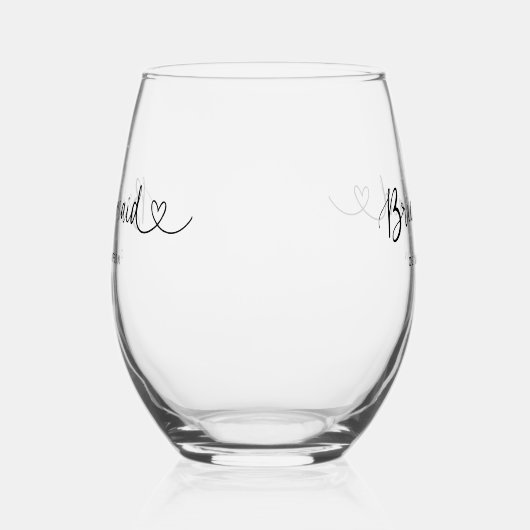 Bruidsmeisje Script Hart Wijnglas Zonder Voet (Rechts)