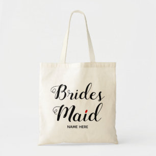 bruidsmeisje script kalligrafie bruiloft tote bag