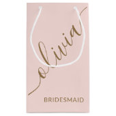 Bruidsmeisje Script Roze Goud Minimalist Elegant Klein Cadeauzakje (Achterkant)