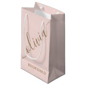 Bruidsmeisje Script Roze Goud Minimalist Elegant Klein Cadeauzakje (Voorkant Gekanteld)