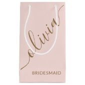 Bruidsmeisje Script Roze Goud Minimalist Elegant Klein Cadeauzakje (Voorkant)