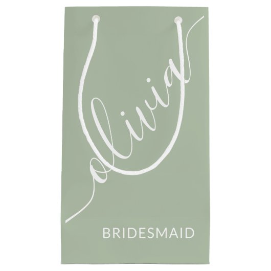 Bruidsmeisje Script Sage Green Minimalist Elegant Klein Cadeauzakje (Voorkant)