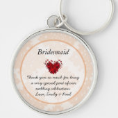 Bruidsmeisje Silver Peony Damask Sleutelhanger (Voorkant)