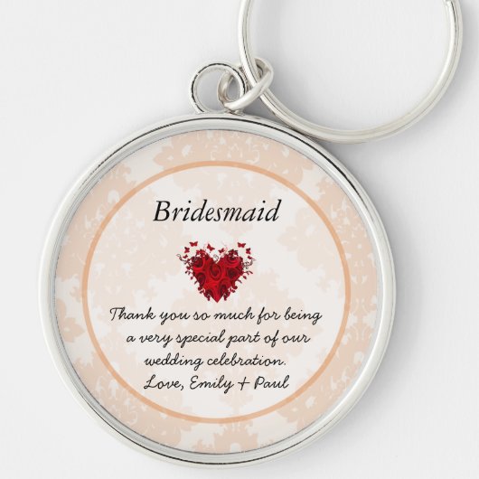 Bruidsmeisje Silver Peony Damask  Sleutelhanger (Voorkant)