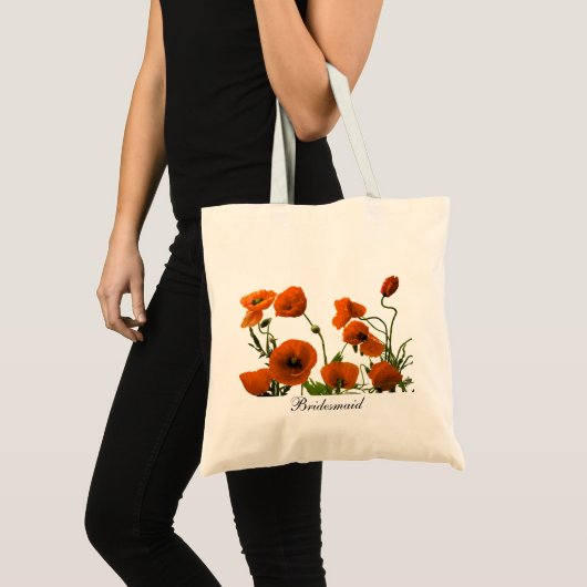 Bruidsmeisje Sinaasappel Poppy Flowers Bloempatron Tote Bag (Voorkant (product))