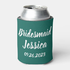 Bruidsmeisje Smaragdgroen Elegant Script Bruilofte Blikjeskoeler