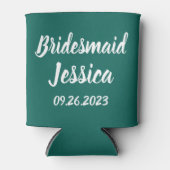 Bruidsmeisje Smaragdgroen Elegante Script Bruiloft Blikjeskoeler (Voorkant)