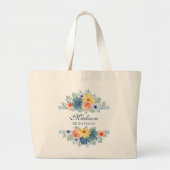 Bruidsmeisje Spring Floral gepersonaliseerde bruil Grote Tote Bag (Voorkant)