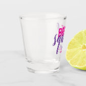 Bruidsmeisje squad roze script vrijgezellenfeest shot glas (Links)