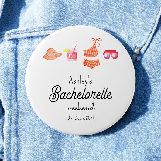 Bruidsmeisje Strand Bikini Weekend Ronde Button 7,6 Cm