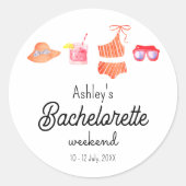 Bruidsmeisje Strand Bikini Weekend Ronde Sticker (Voorkant)