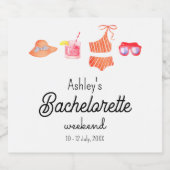 Bruidsmeisje Strand Bikini Weekend Sparkling Wijnetiket (Enkel label)