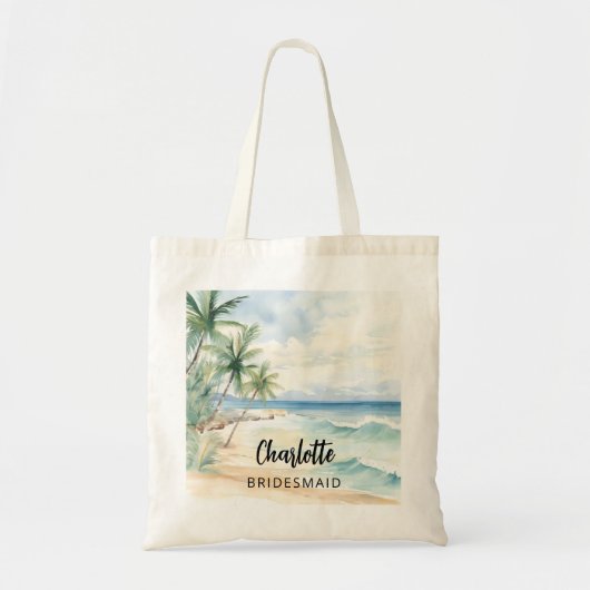 Bruidsmeisje strand bruiloft naam tote bag (Voorkant)