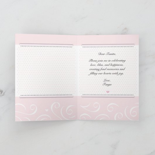 Bruidsmeisje Tante Mooie Rozen Roze Harten Werveli Kaart (Binnen)