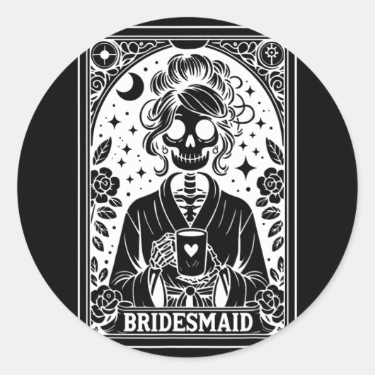 Bruidsmeisje Tarot Kaart Bride Coven Gothic Bachel Ronde Sticker (Voorkant)