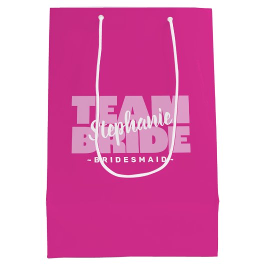 bruidsmeisje team bruid roze bruiloft aangepaste n medium cadeauzakje (Achterkant)