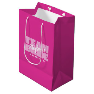 Bruidsmeisje Team Bruid Roze Trouwdatum Naam Medium Cadeauzakje