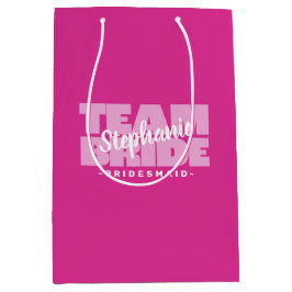 Bruidsmeisje Team Bruid Roze Trouwdatum Naam Medium Cadeauzakje