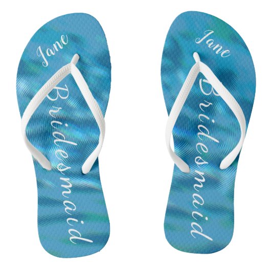 Bruidsmeisje Teenslippers Ocean Waves Naam bruilof (Voetbed)