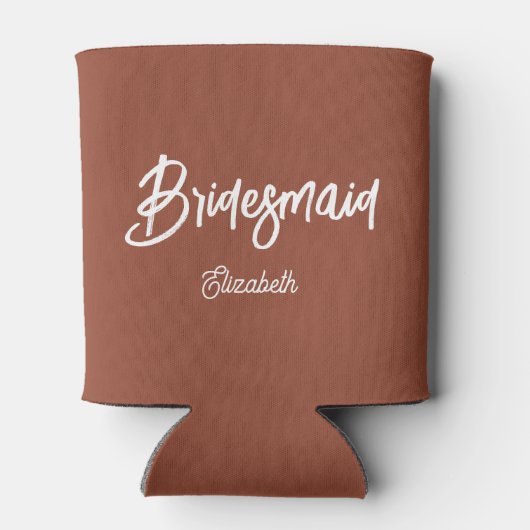 Bruidsmeisje Terracotta Bruiloft Bruin  Blikjeskoeler (Achterkant)