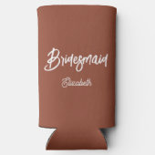 Bruidsmeisje Terracotta Bruiloft Bruin Seltzer Blikjeskoeler (Achterkant)