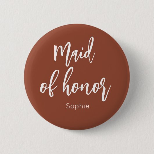 Bruidsmeisje Terracotta Bruine Trouw Ronde Button 5,7 Cm (Voorkant)