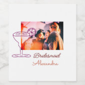 Bruidsmeisje toevoegen afbeelding naam cocktail gl wijn etiket (Enkel label)