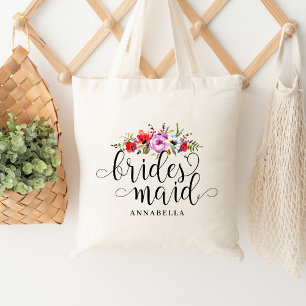Bruidsmeisje Tote met Bloemboeket Bag