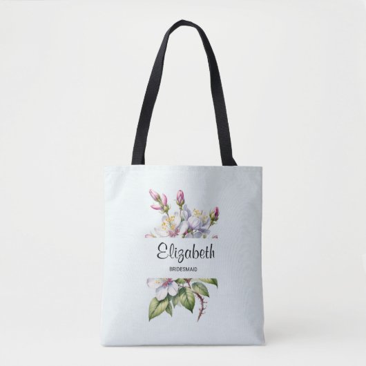 Bruidsmeisje Tote met Delicate Bloemendesign Bag (Voorkant)
